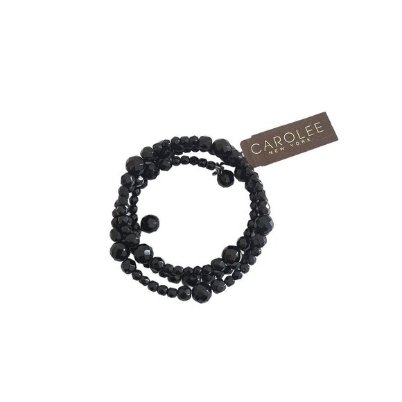 Carolee Jewelry - Carolee New York Black Faceted Bead Accordion Bracelet Vintage